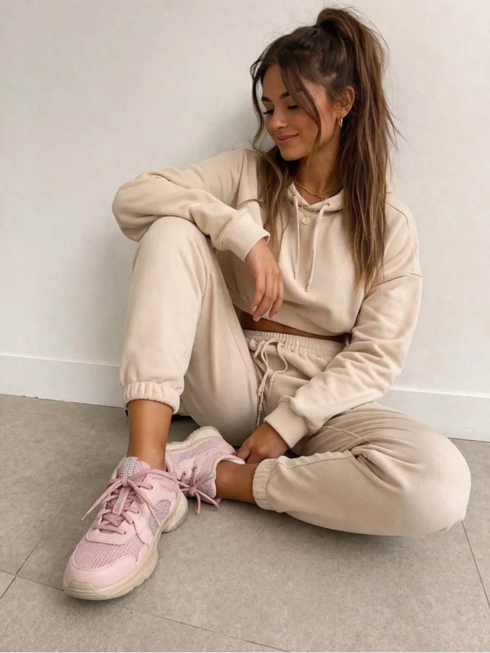 Steve Madden Trendy Pink Rhinestone Sneakers for Women Size 6